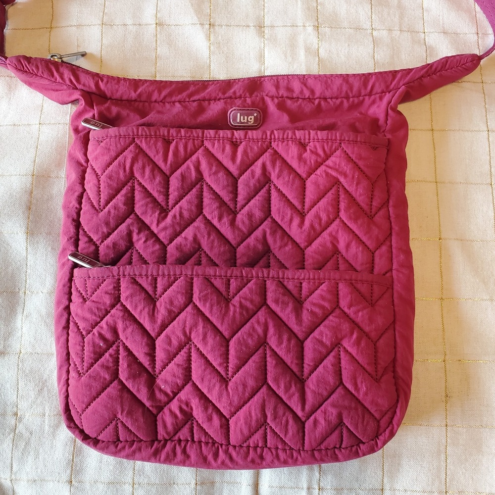 Lug Magenta Quilted Small Crossbody Shoulder Bag Adjustable Strap Clean Pockets